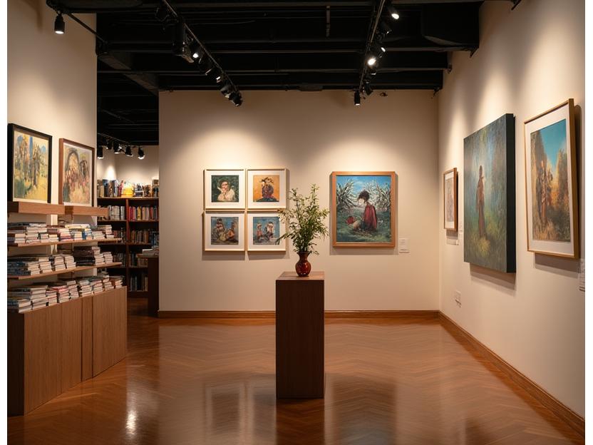 Exposition d'artistes locaux dans la librairie